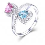 Ring with blue topaz and pink sapphire
